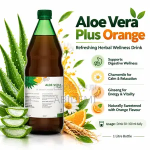 Refreshing Aloe Vera Plus Orange 1 Litre Drink for Daily Wellnes