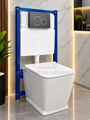 Modern White Toilet Suite With Concealed Cistern and Dual-Flush System