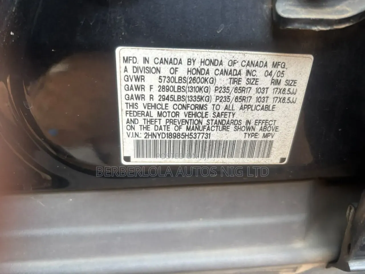 Acura MDX 2005 Black