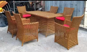 Premium 6-Seater Outdoor Rattan Dining Table Set With Luxury Cushions