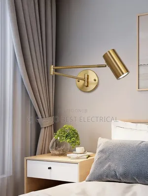Bedside Wall Lamp, Gold & Black Body, Led Light