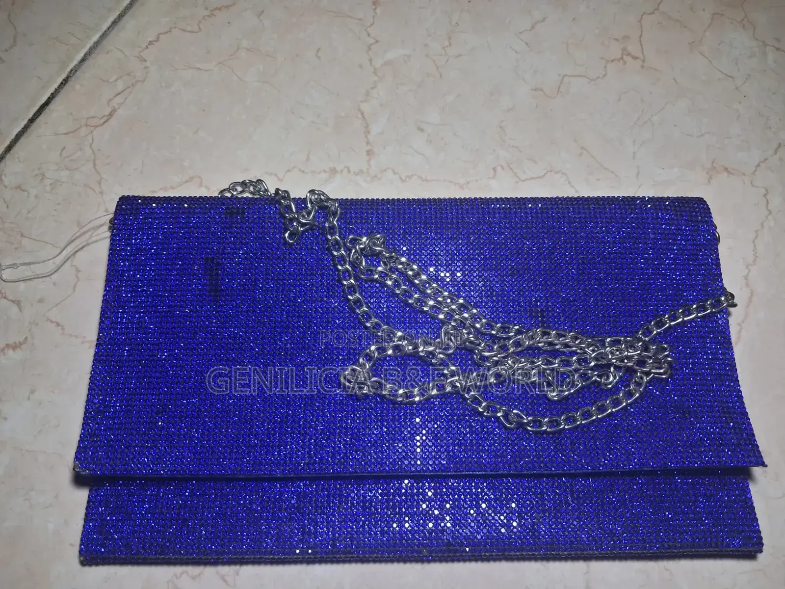 Blue Rhinestone Crystal Evening Clutch Purse