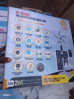 Solar Rechargeable Standing Fan With Panel