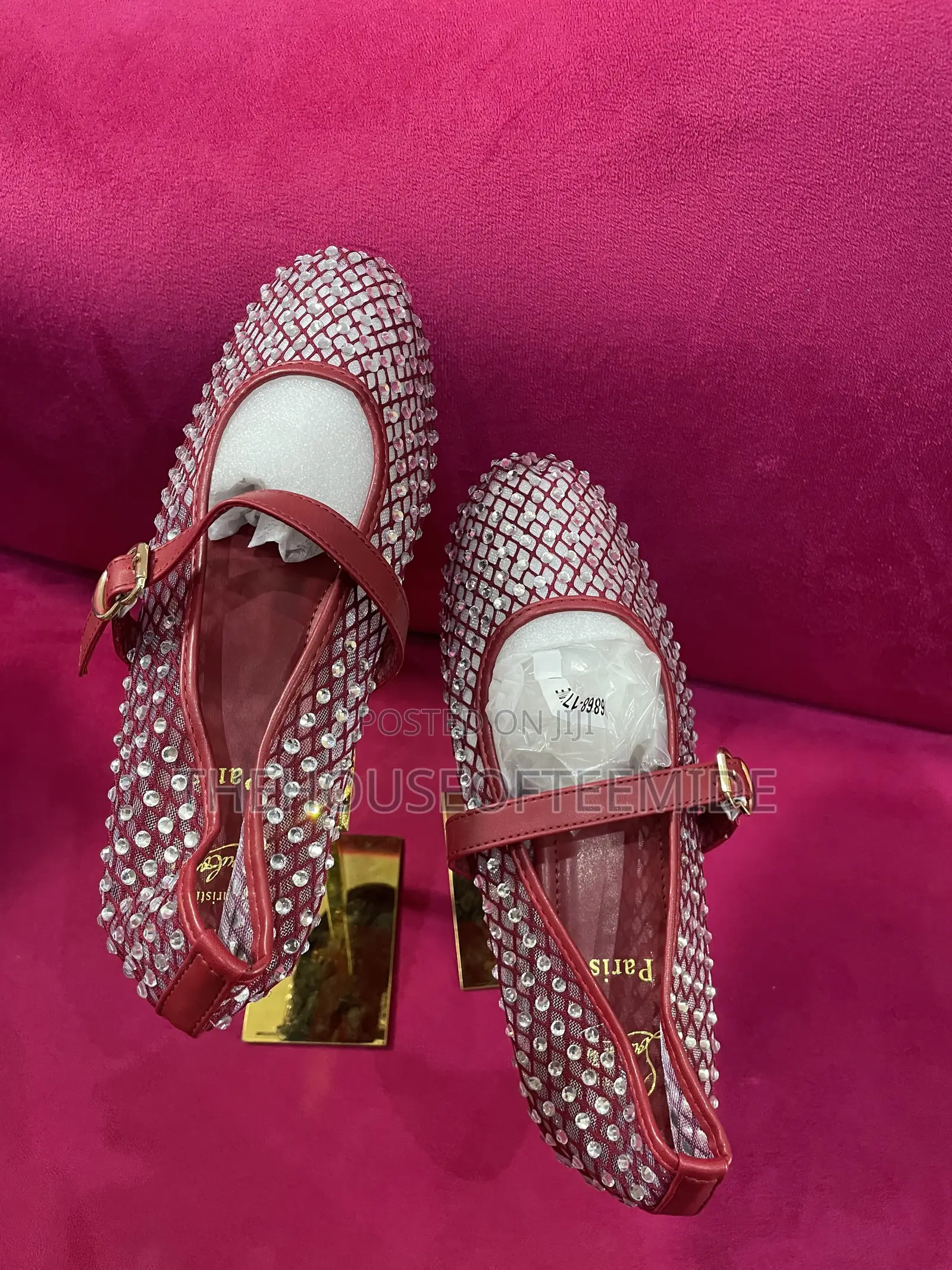 Wine Fully Stoned Ballerina Flat