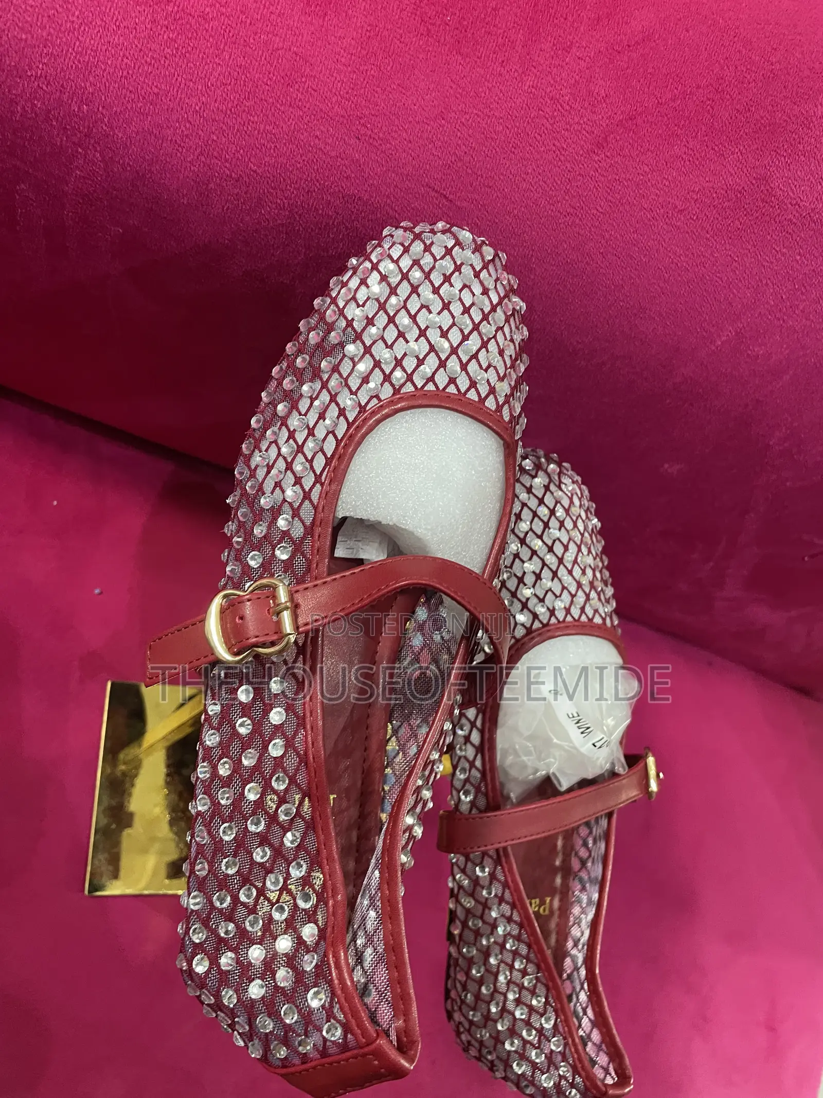 Wine Fully Stoned Ballerina Flat