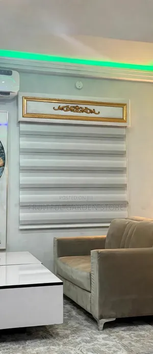 White Royal Pelmet With Gold Frame + White Day & Night