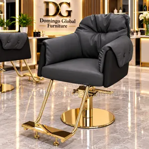 Luxury Hydraulic Salon and Barbing Chair With a Grey and Black