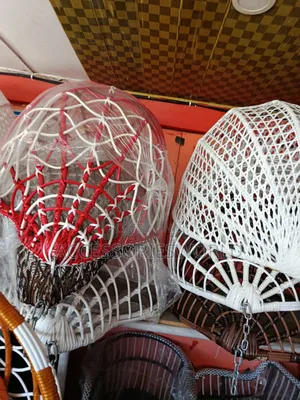 Modern Wicker Hanging Egg Swing Chair With Stand & Cushion