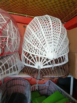 Modern Wicker Hanging Egg Swing Chair With Stand & Cushion