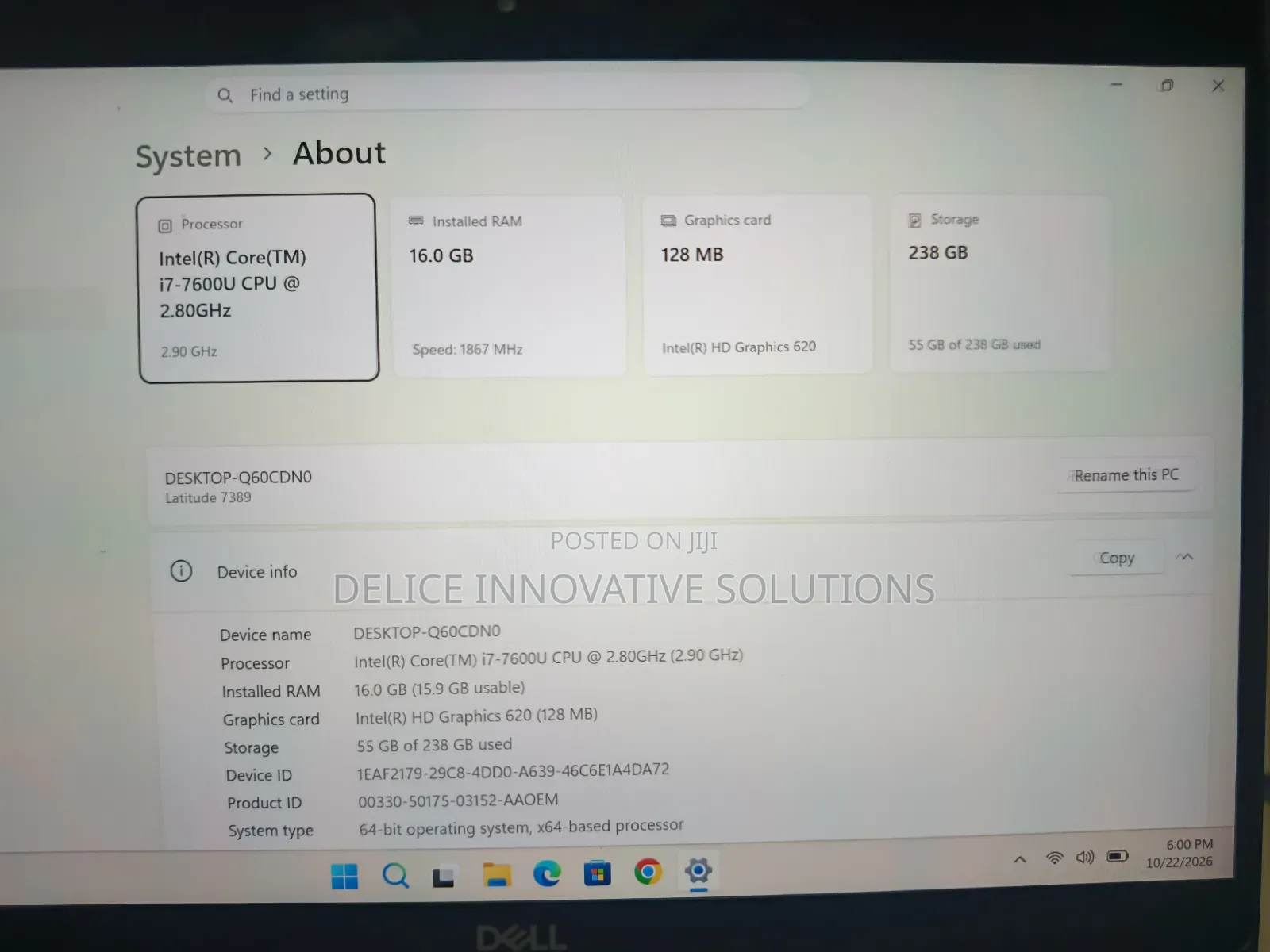 Laptop Dell Latitude 7389 16GB Intel Core i7 SSD 256GB