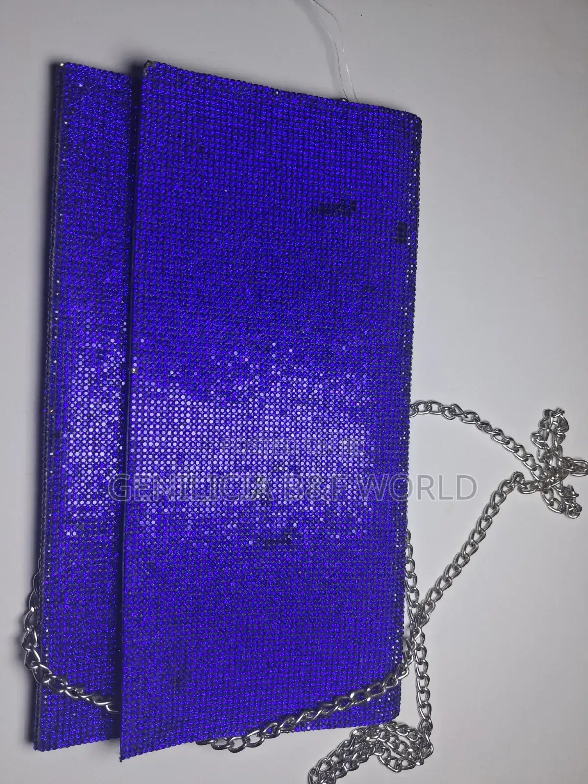Blue Rhinestone Crystal Evening Clutch Purse