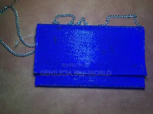 Blue Rhinestone Crystal Evening Clutch Purse