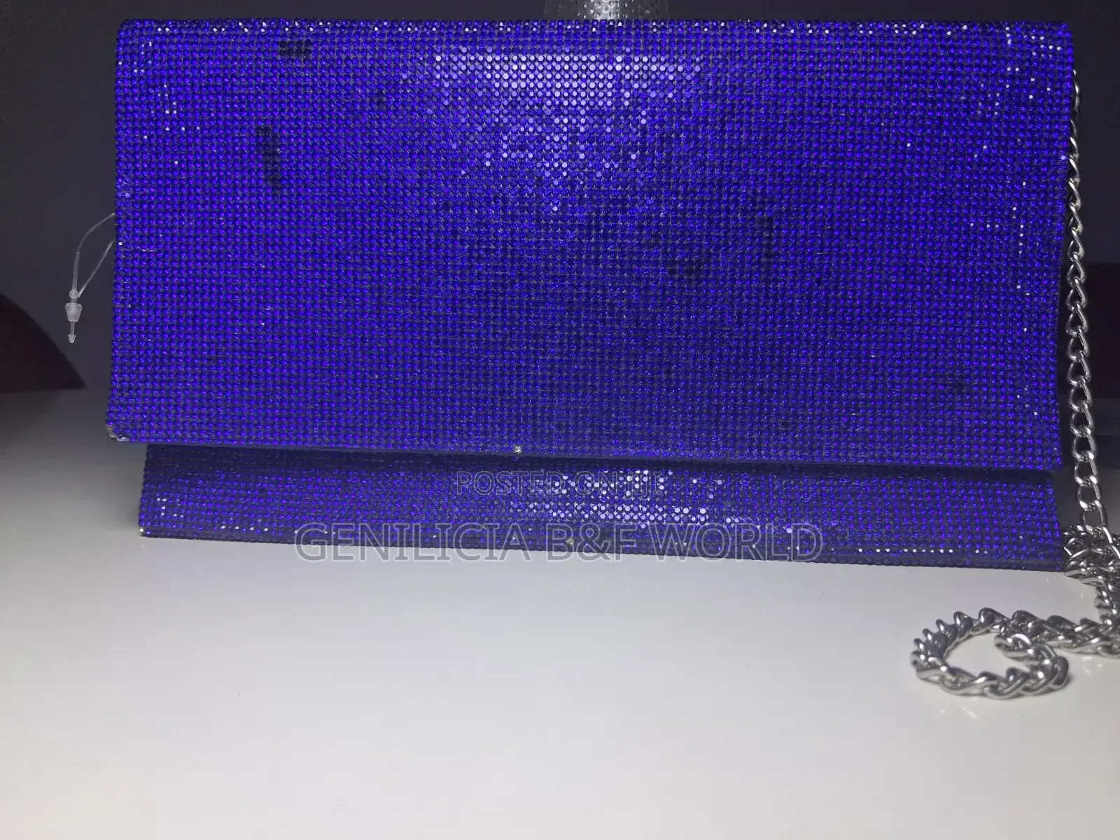 Blue Rhinestone Crystal Evening Clutch Purse