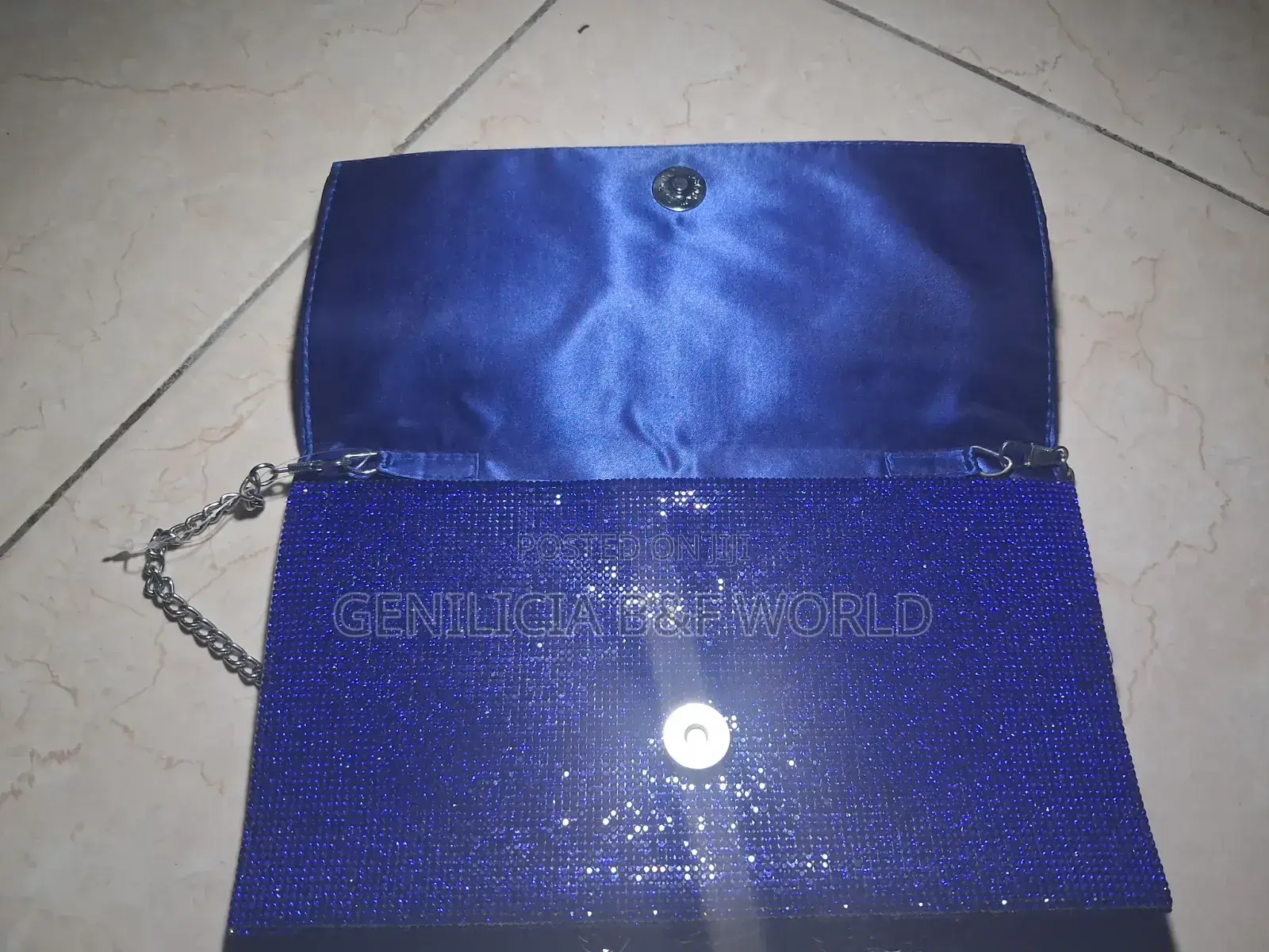 Blue Rhinestone Crystal Evening Clutch Purse