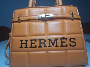 Orange Hermes Quilted Structure Top-Handle Handbag
