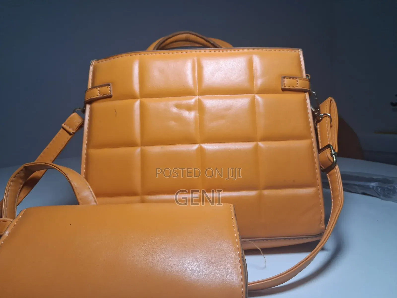 Orange Hermes Quilted Structure Top-Handle Handbag