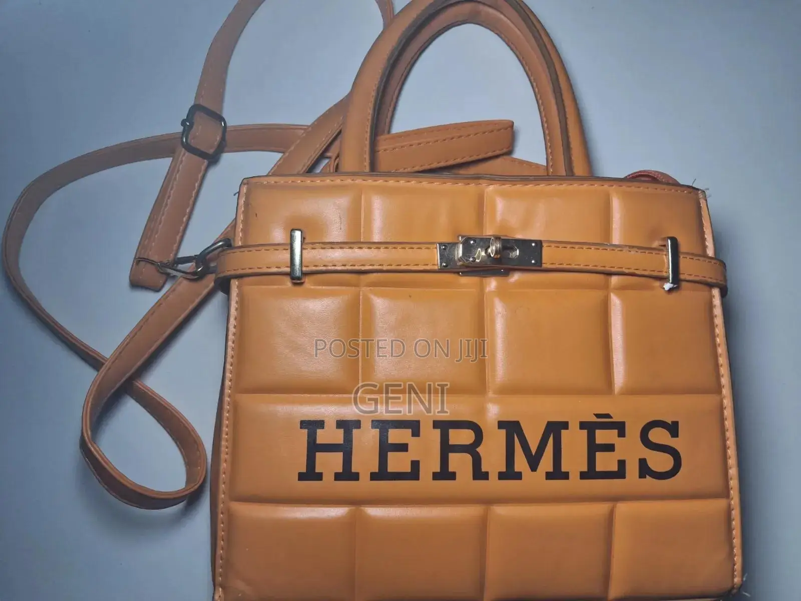 Orange Hermes Quilted Structure Top-Handle Handbag