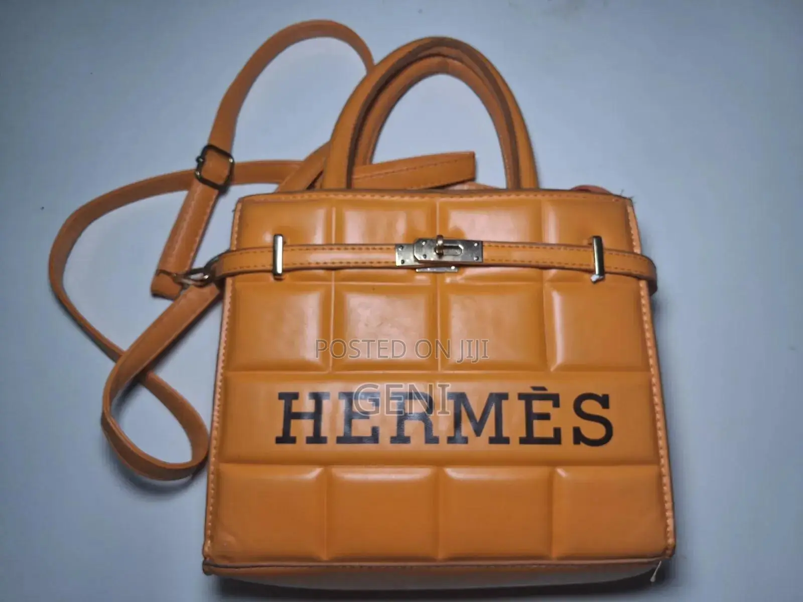 Orange Hermes Quilted Structure Top-Handle Handbag