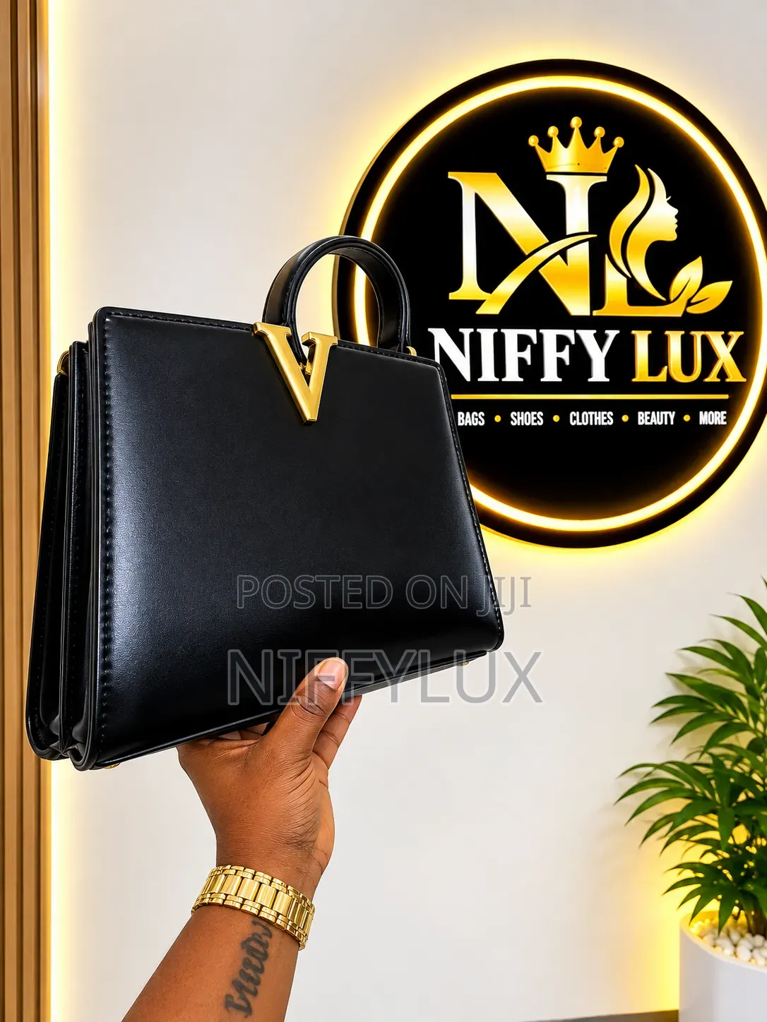 Quality v Bag With Fan and Small Handle