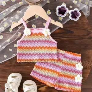 Baby Girls Colourful Knitted Sleeveless Top & Shorts Set (6-12 Months)