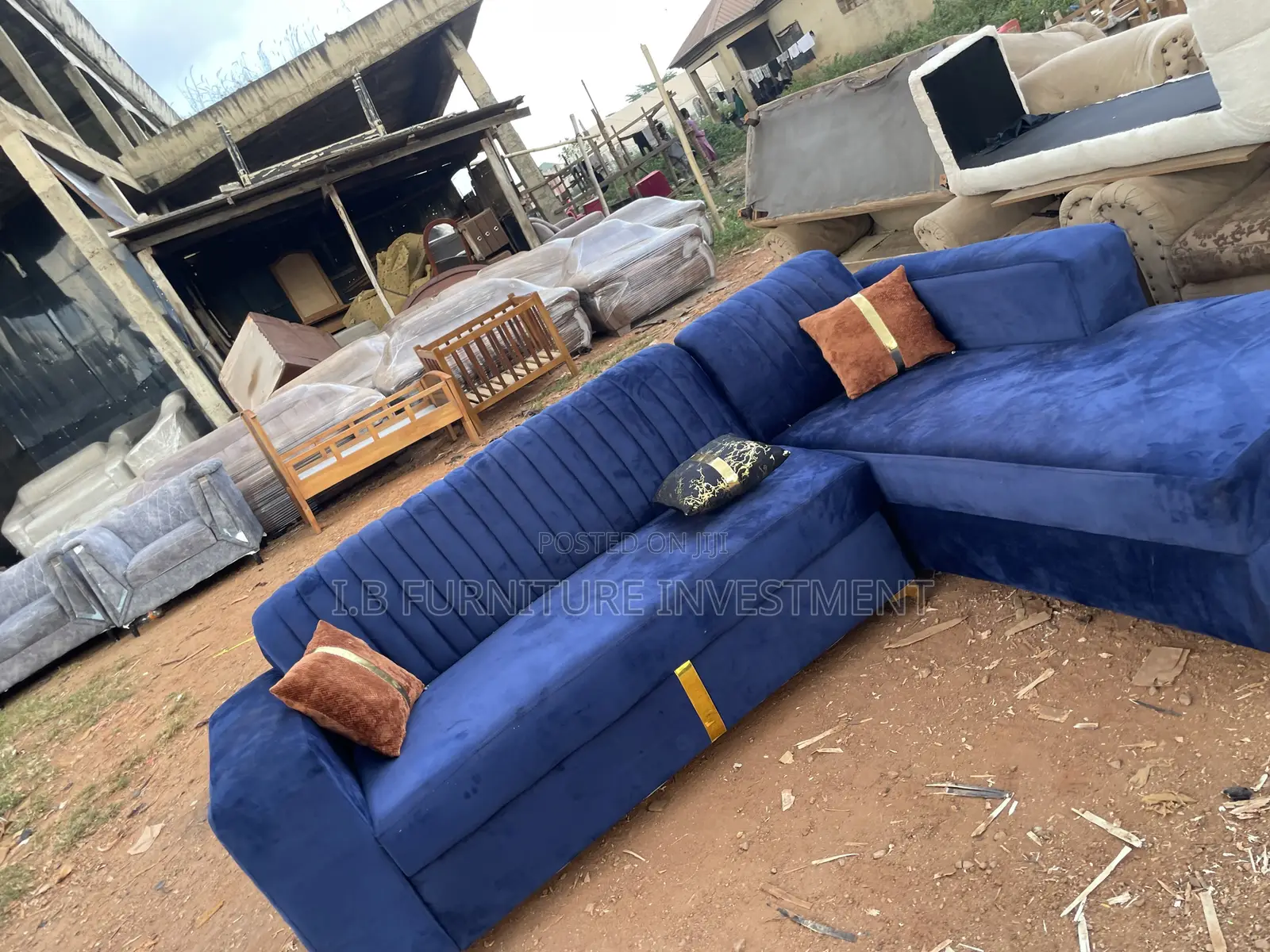 Blue L Shape Chair