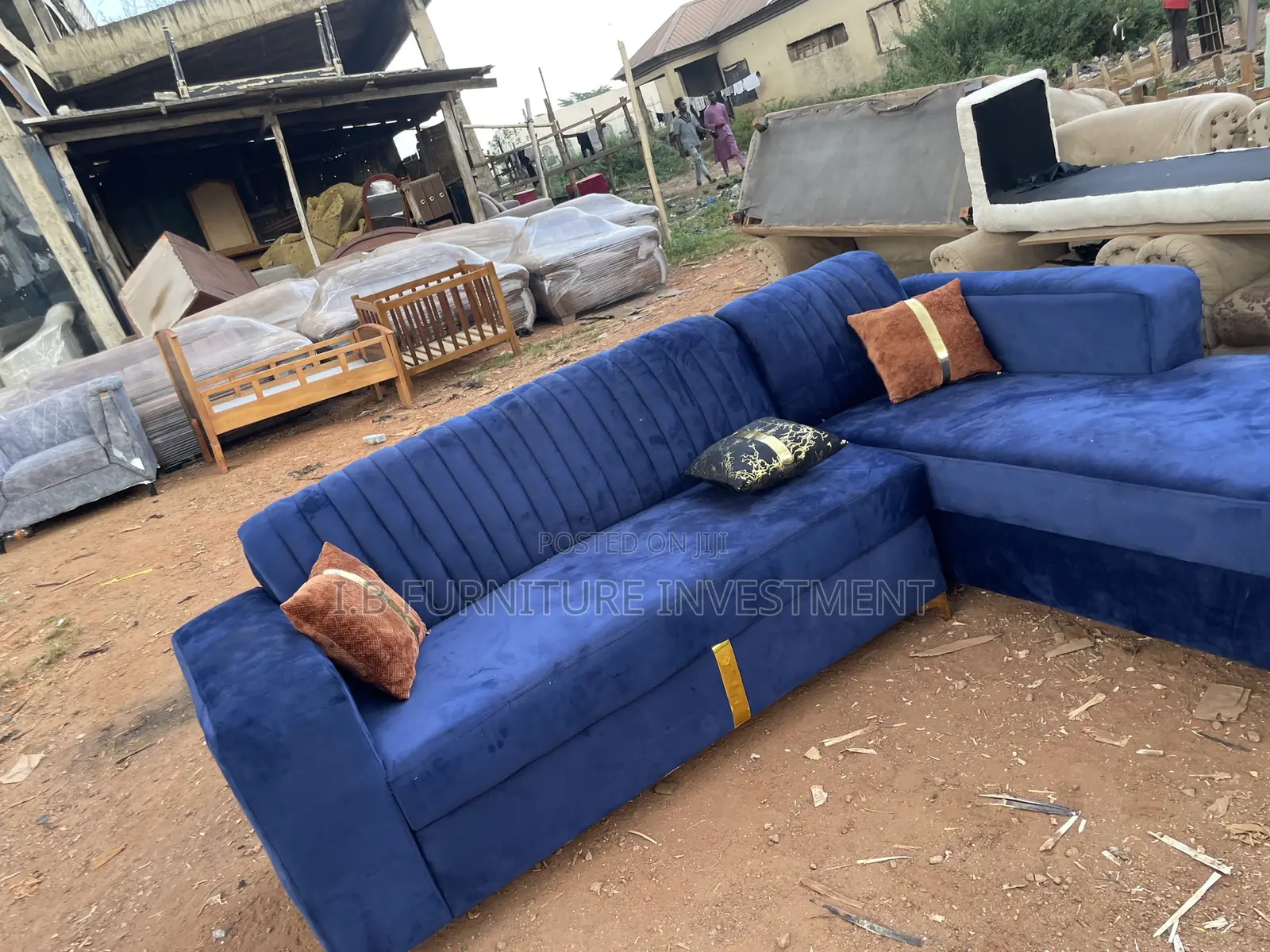 Blue L Shape Chair