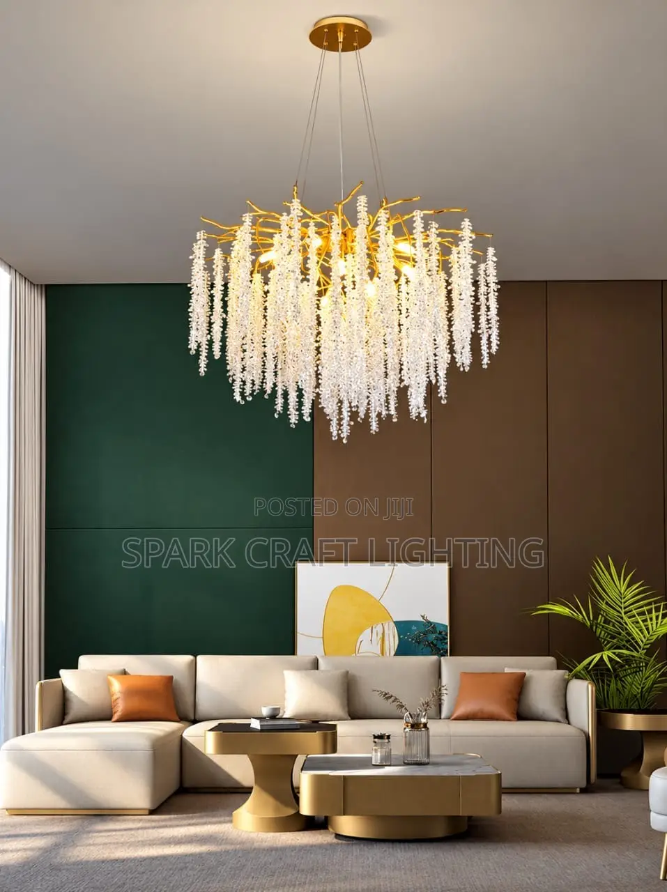 Luxury Gold Crystal Waterfall Chandelier