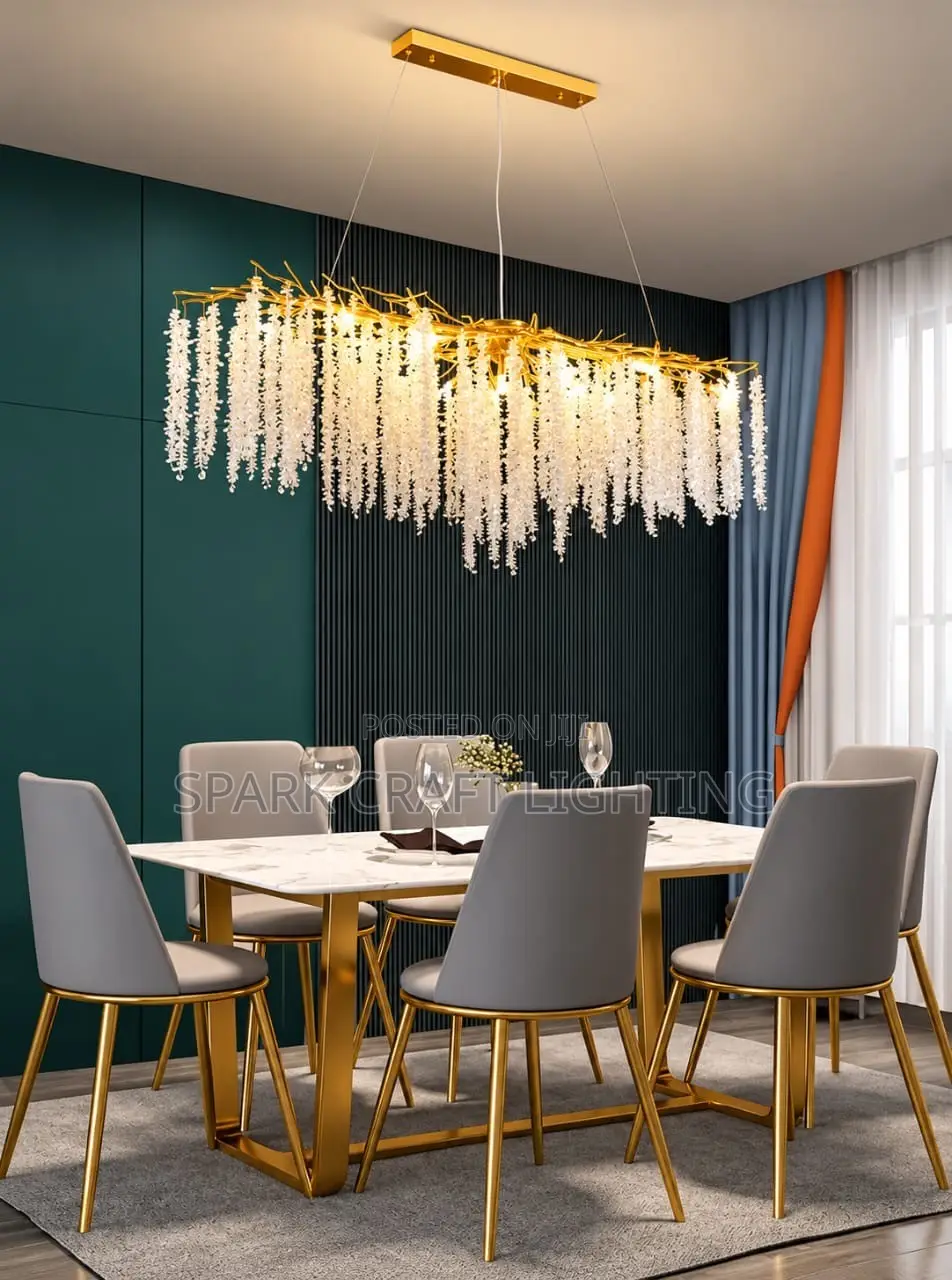 Luxury Gold Crystal Waterfall Chandelier by 1000mm for Dining