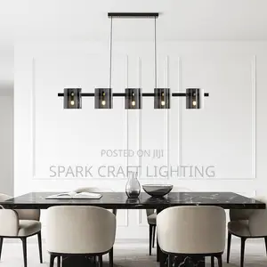 Modern 5-Light Black Smoked Glass Pendant Chandelier