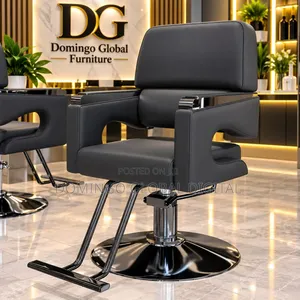 Black PU Leather Salon Chair With a Hydraulic Lift and Metal Footrest