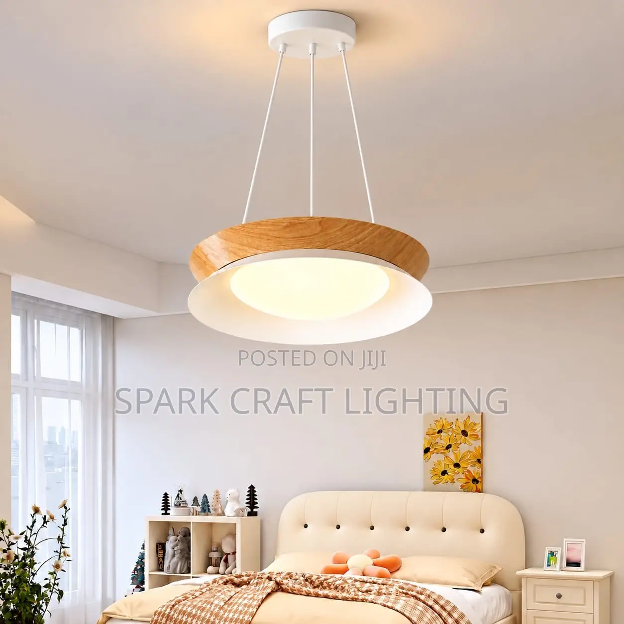 Modern Wooden Ring LED Pendant Chandelier