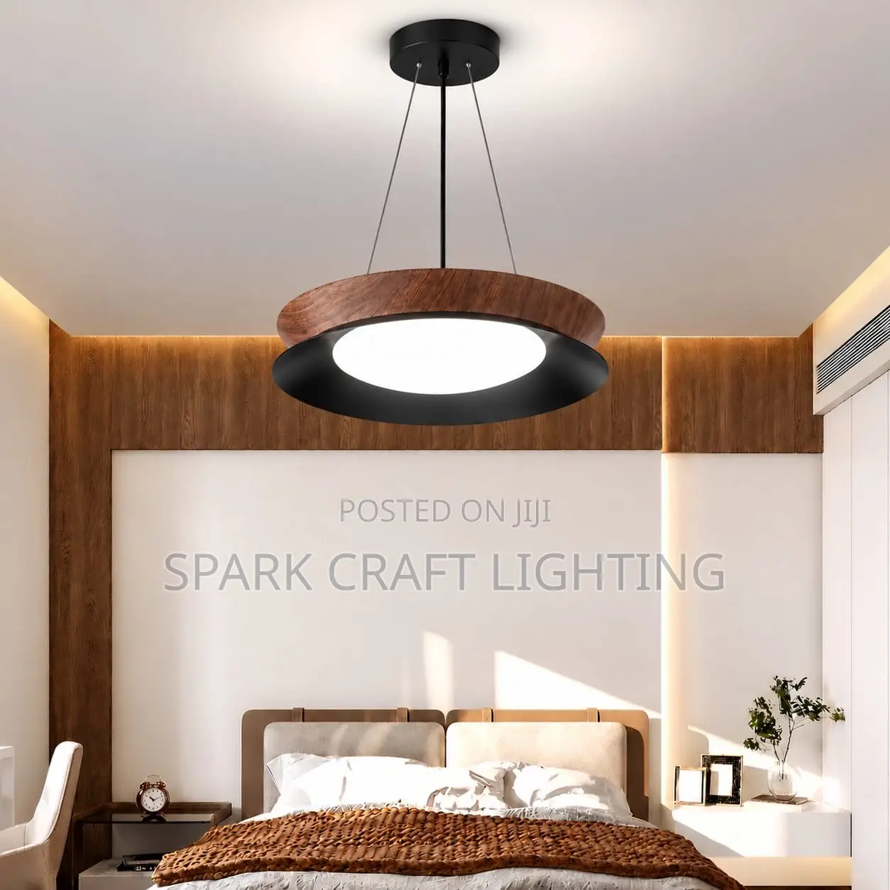 Modern Wooden Ring LED Pendant Chandelier