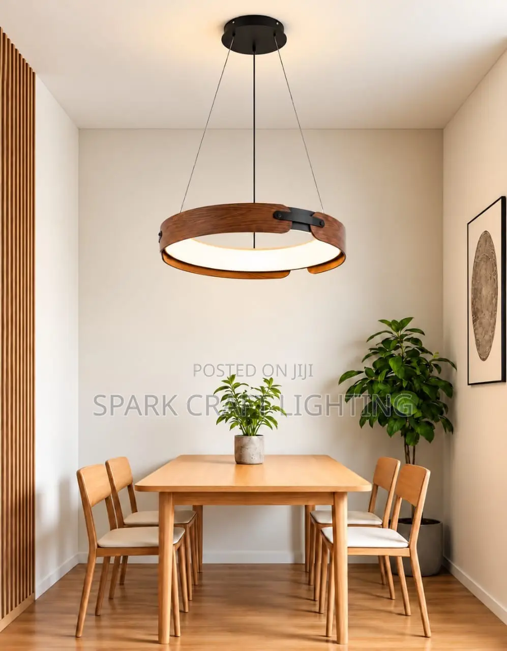 Luxury Modern Wooden Ring LED Pendant Chandelier