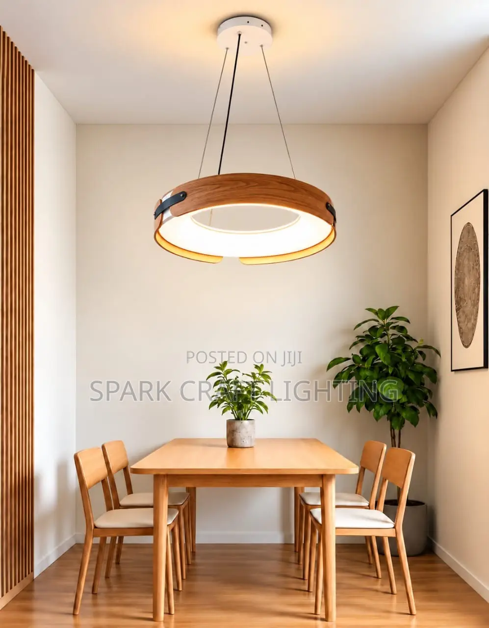 Luxury Modern Wooden Ring LED Pendant Chandelier