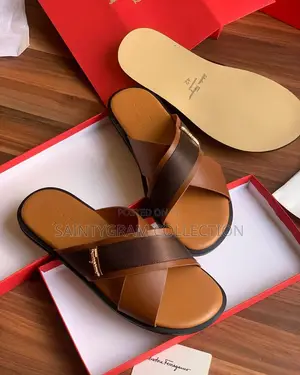 Brown Executive Cross Palm Slippers