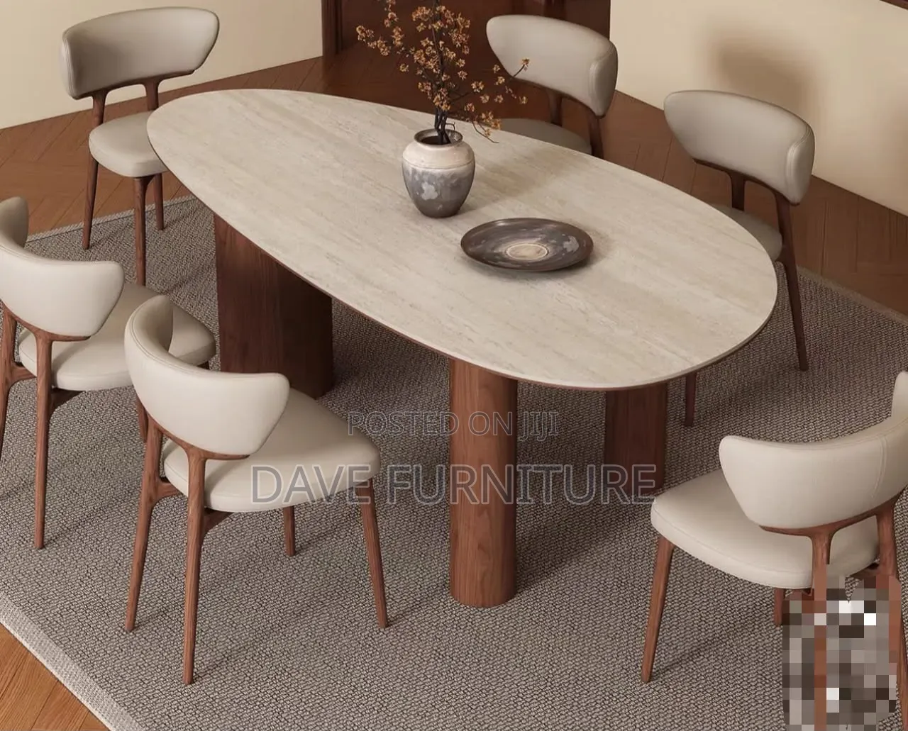 Modern Ovoid Shaped Dining Set