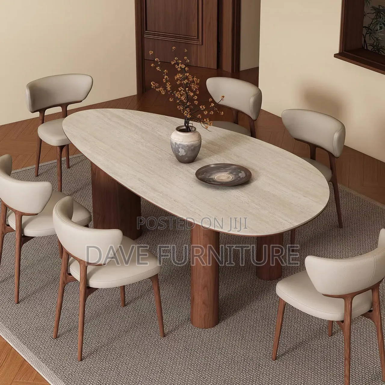 Modern Ovoid Shaped Dining Set