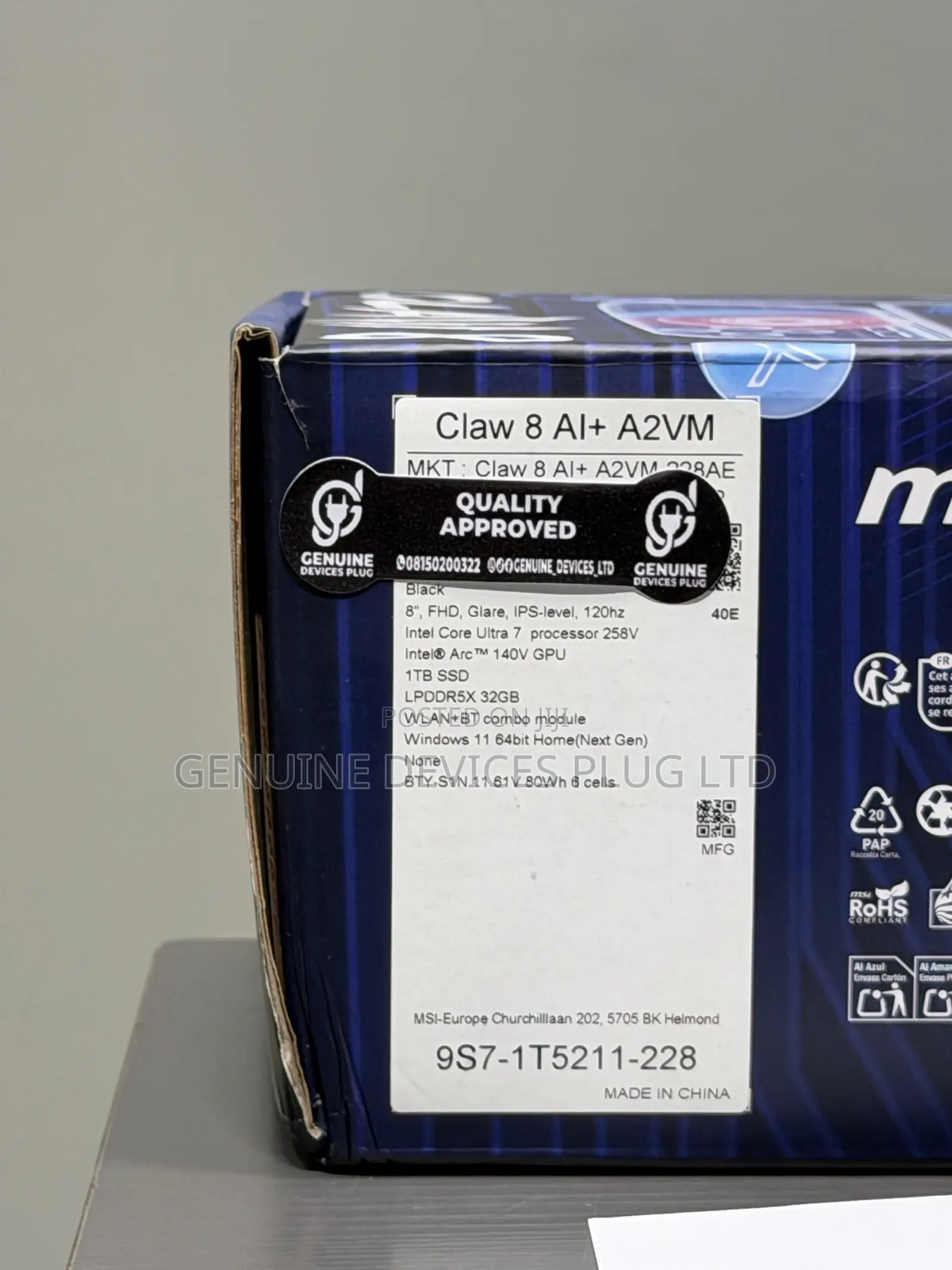 MSI Claw 8 AI+ A2VM Gaming Handheld Sandstorm Copilot+ PC Console