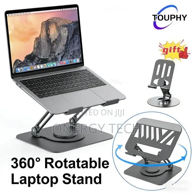 Durable Metal 360 Rotating Laptop and Phone Stand Combo Set