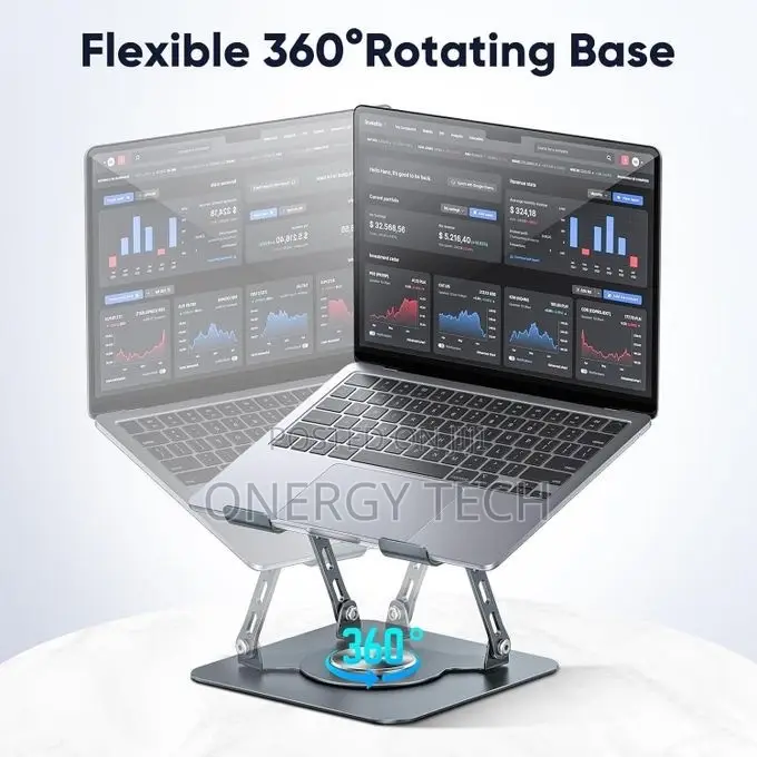 Durable Metal 360 Rotating Laptop and Phone Stand Combo Set