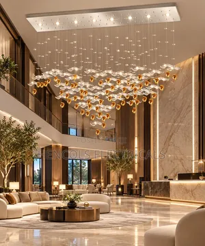 Luxury Waterfall Crystal Chandelier With Gold Accents