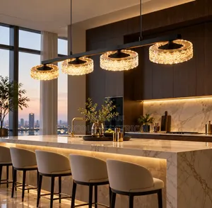 Luxury 4-Ring Crystal LED Kitchen Island Pendant Light