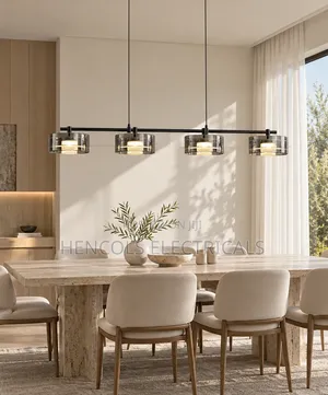 Modern Four-Light Smoked Glass Linear Pendant