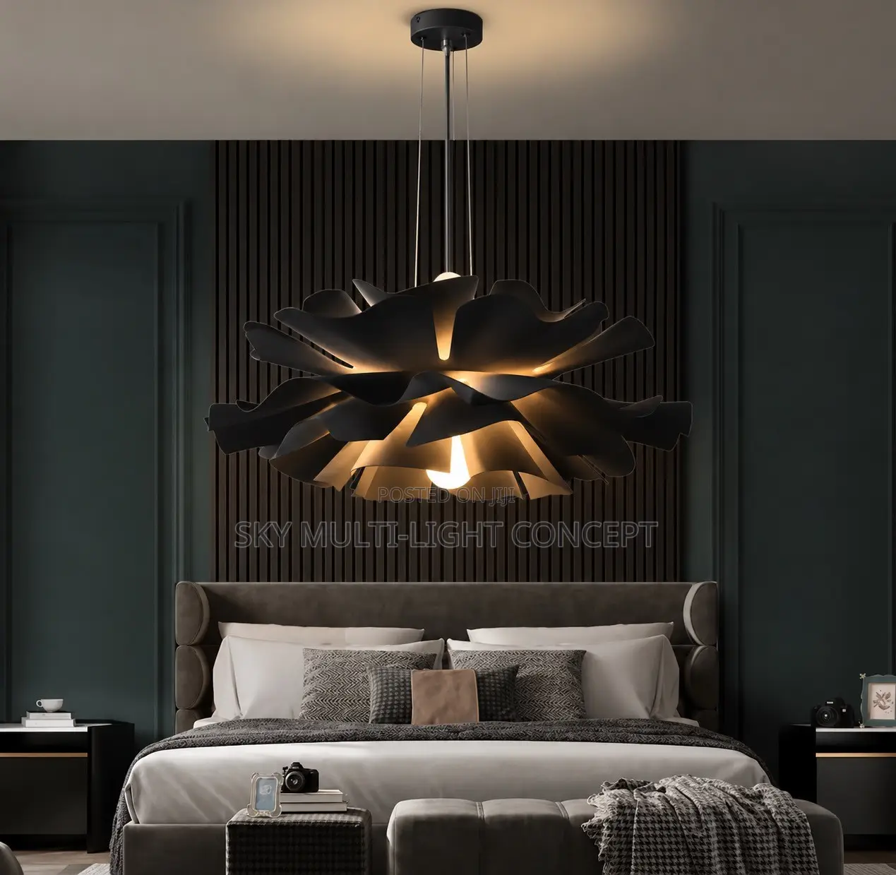 Modern Black Acrylic Flower Chandelier