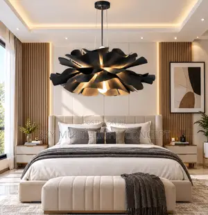 Modern Black Acrylic Flower Chandelier