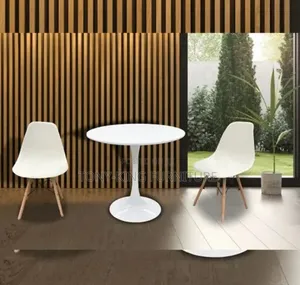 Modern White Round Wooden Dining Table With 2-Chair