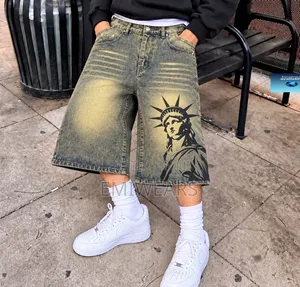 Y2K Streetwear Wide-Leg Shorts Jeans