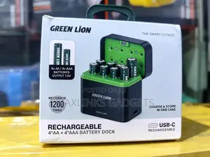 Green Lion Rechargeable 8*Aaa Battery Dock USB-C - Black