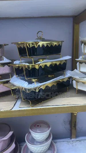 Luxury 3-Piece Ceramic Food Warmer Dish Sets- Black/Gold