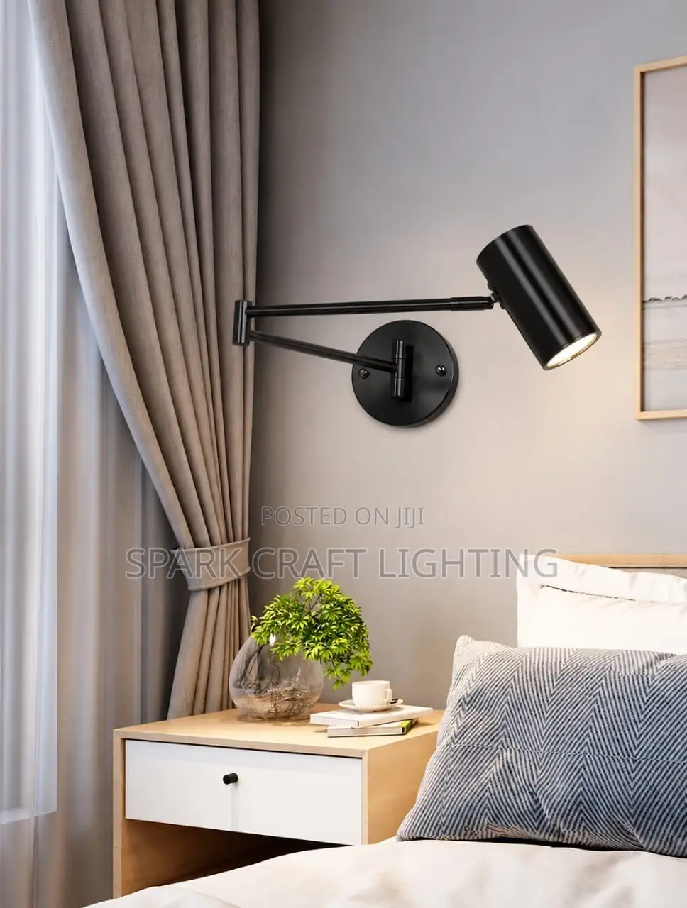Modern LED Wall Light With Reading Spotlight – Black & Gold
